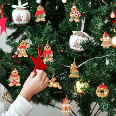 18 Ornements en forme de bonhomme en pain d'épices pour sapin de Noel