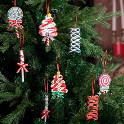 8 Ornements en forme de sucettes bonbons pour décoration du sapin de Noel