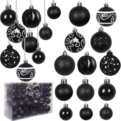 Artmag Lot de 100 décorations de Noël noir incassables pour sapin de Noël