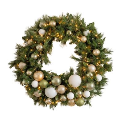 Couronne de Noël illuminée, ornements chics, 30 x 30