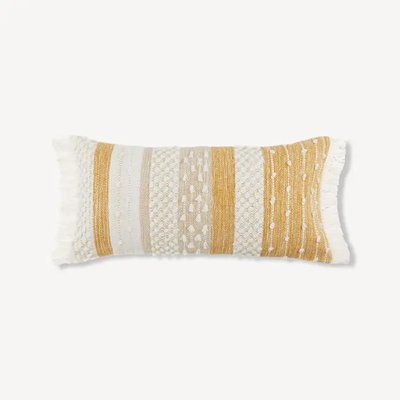 Coussin lombaire décoratif Moutarde et Crème Ibel de chez Bouclair