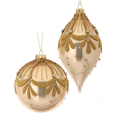 Ensemble de 2 ornements boules de Noel en perles de verre Art Deco Kismet