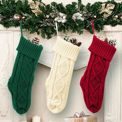 Lot de 6 chaussettes de Noël en tricot torsadé