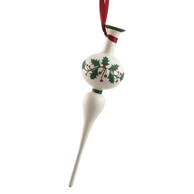 Ornement fleuron blanc, 12″ avec ficelle rouge pour suspendre au Sapin de Noël