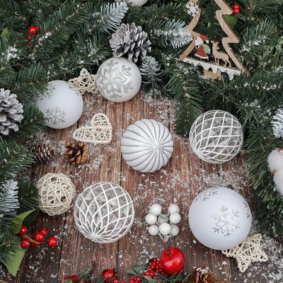 SHareconn Lot de 12 boules de Noël colorées en plastique incassable à suspendre pour sapin de Noël